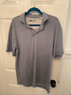 Men's Navy and White Striped Polo Onward Reserve